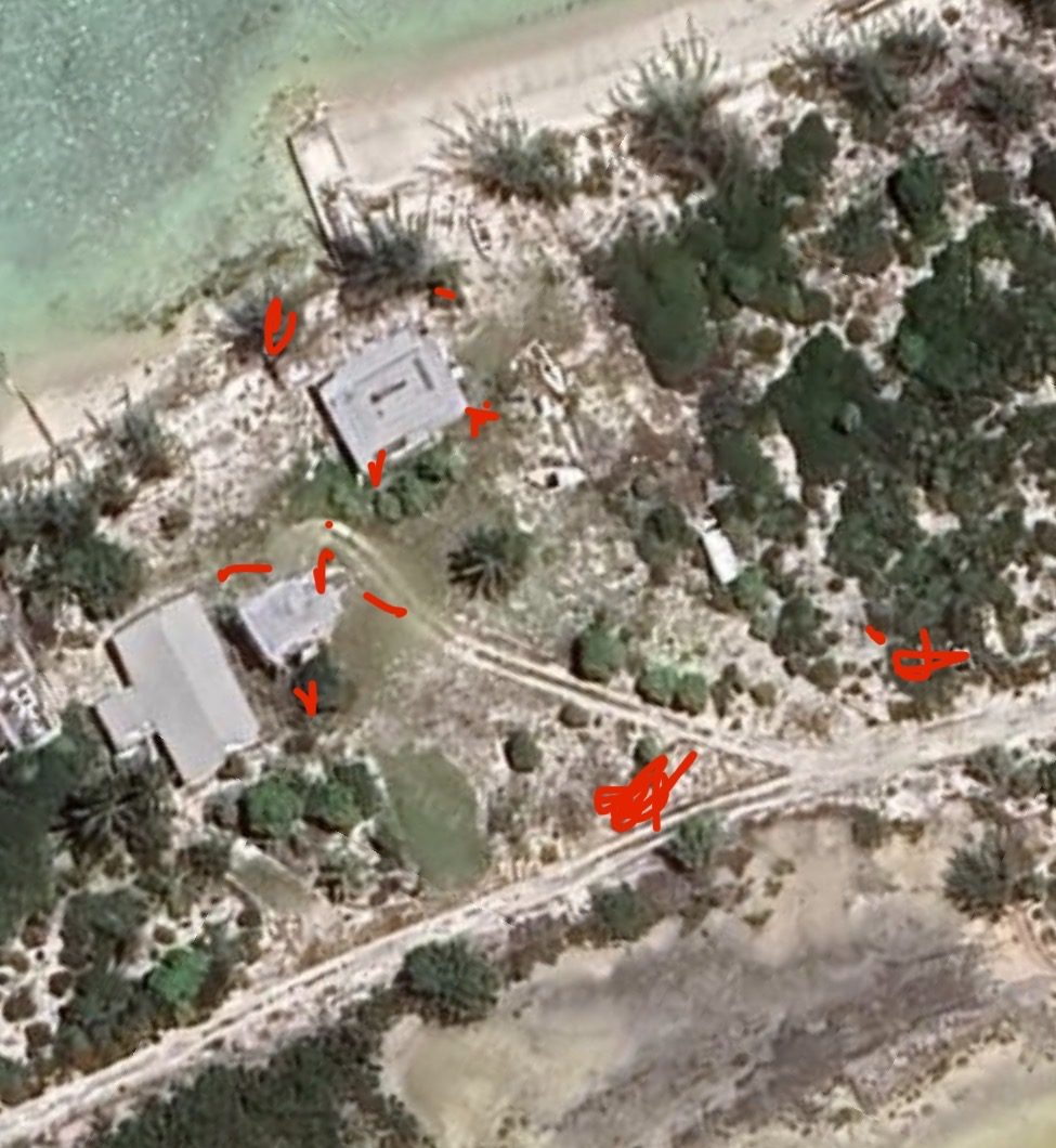 Aerial view of the Pestell Beach site in Acklins