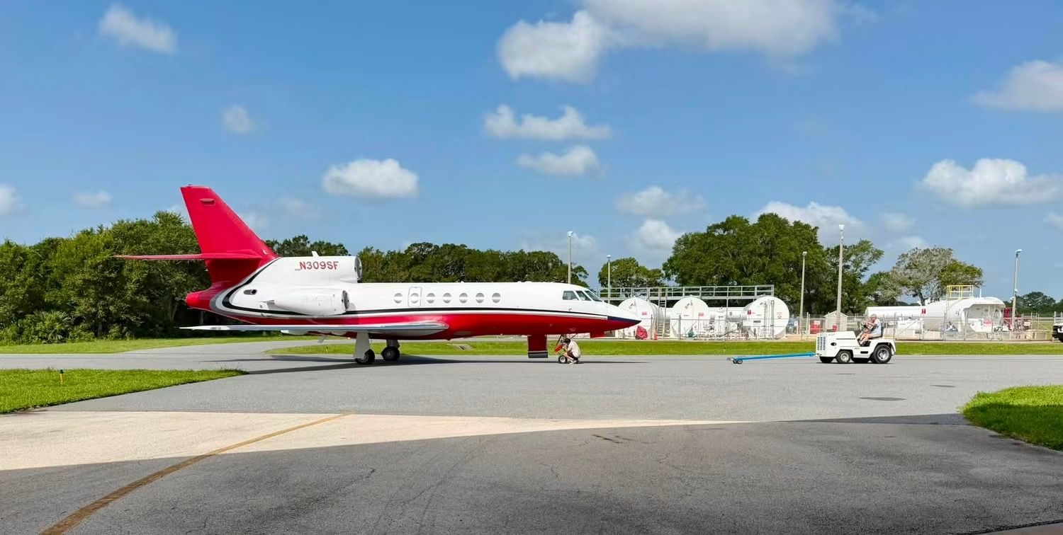 Private jet on the ramp, ready for an island charter