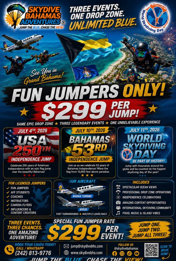 Three events, one drop zone: fun jumpers flyer