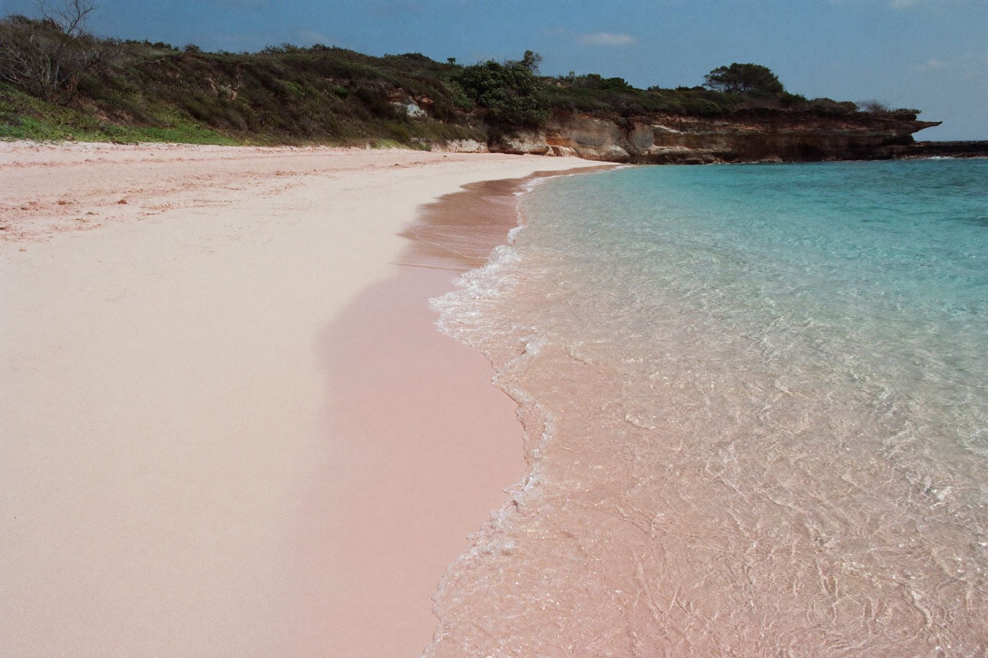 A pink-sand beach in North Eleuthera